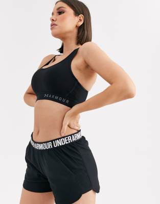 Under Armour Training mid support keyhole sports bra in black - Click1Get2 Deals