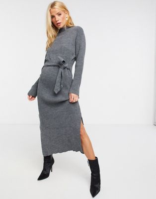 Unique21 rollneck maxi sweater dress in gray - Click1Get2 Hot Best Offers