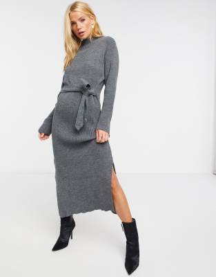 Unique21 rollneck maxi sweater dress in gray - Click1Get2 Promotions