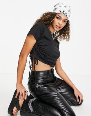 Urban Bliss ruched side t-shirt in black - Click1Get2 Black Friday