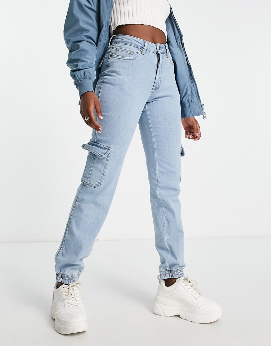 Urban Classics cargo jeans in light wash-Blue