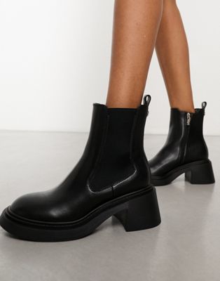 chunky sole ankle boots in black