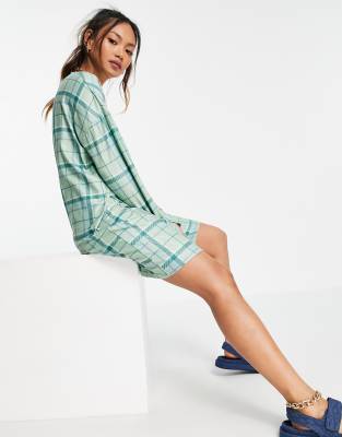 Urban Threads long sleeve t-shirt dress in mint check - Click1Get2 Promotions&set=par&sale=mega Discount