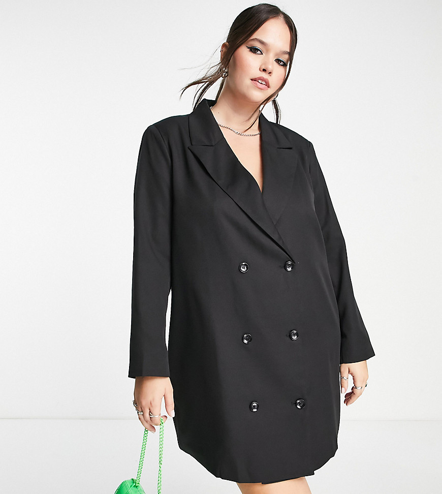 Urban Threads Plus oversized blazer dress in black paisley print