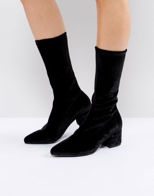 Vagabond Mya Black Velvet Sock Boots