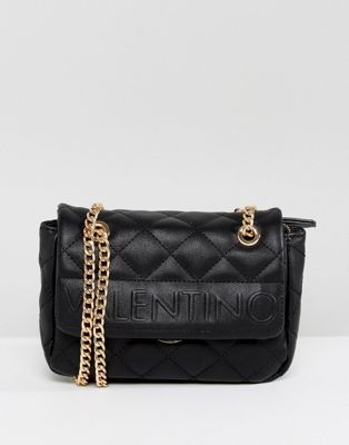 Valentino by Mario Valentino Quilted Foldover Shoulder Bag in Black