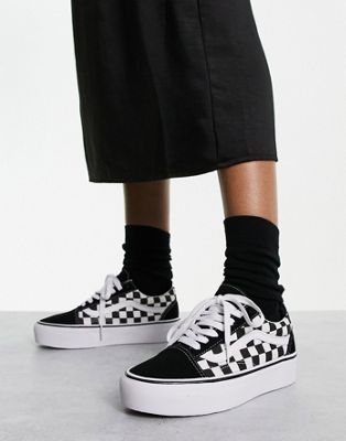 Checkerboard Old Skool Platform trainers in black and white