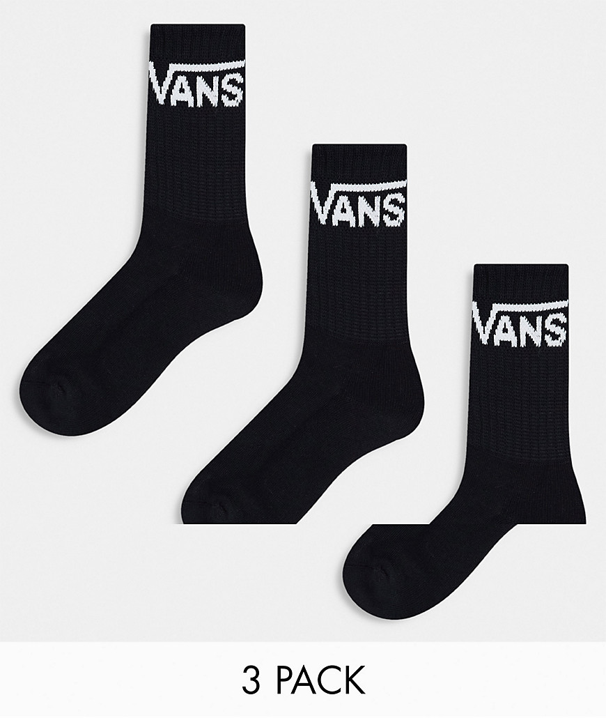 Vans classic crew 3 pack socks in black