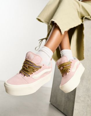 Knu Stack trainers in pink with multicoloured laces