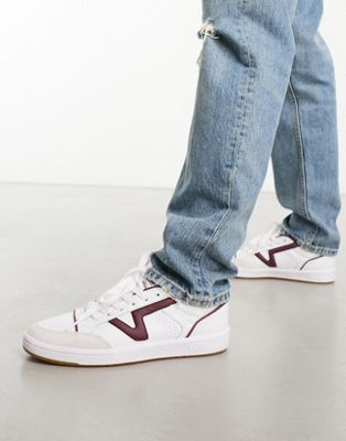 Lowland trainers in white with burgundy side stripe