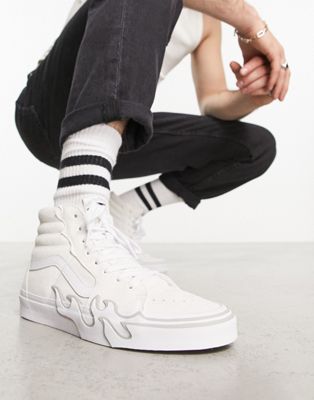 SK8-Hi trainers with flame print in white