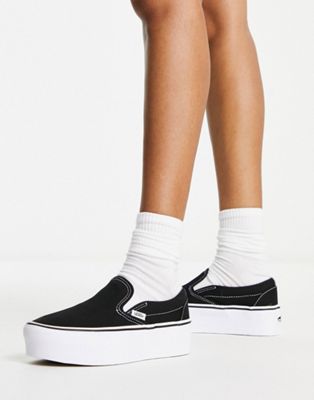Slip On stackform trainers in black and white