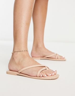 Vero Moda leather sandals in cream-White