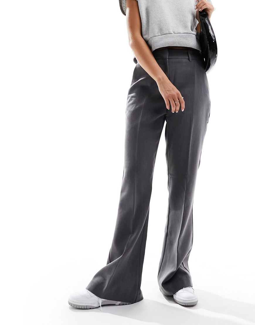 Vero Moda tailored kick flare trousers in medium grey melange