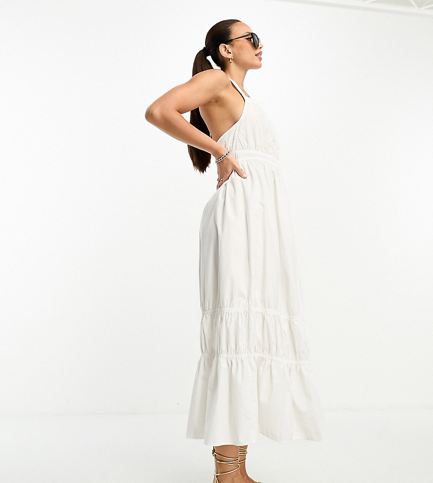 Vero Moda Tall cross back maxi dress in white