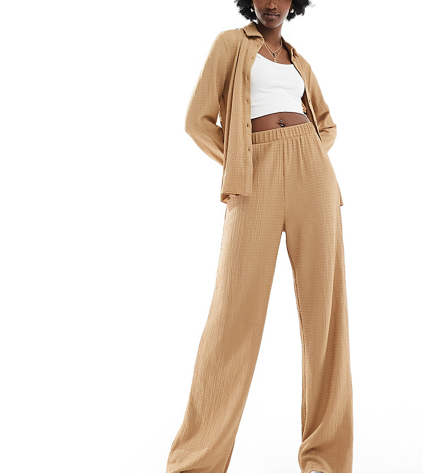 Vero Moda Tall textured jersey trouser co-ord in beige-Neutral