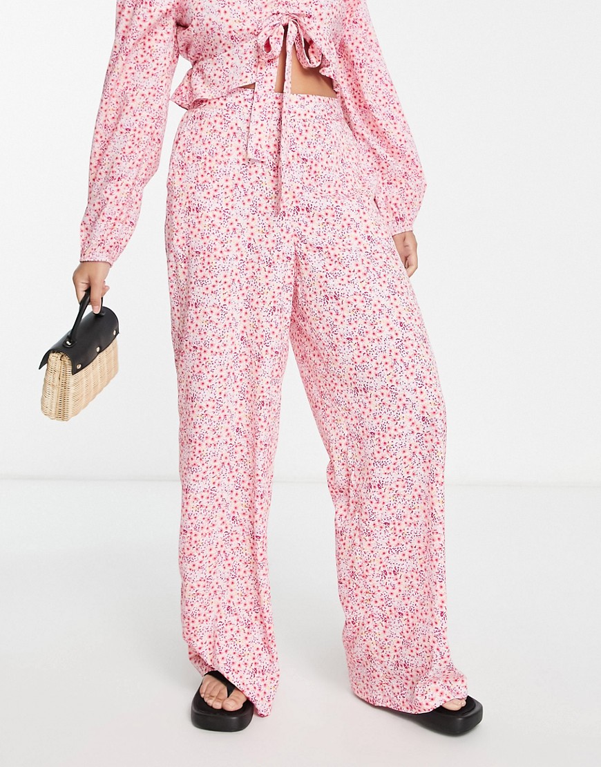 Vero Moda wide leg trouser co-ord in pink floral