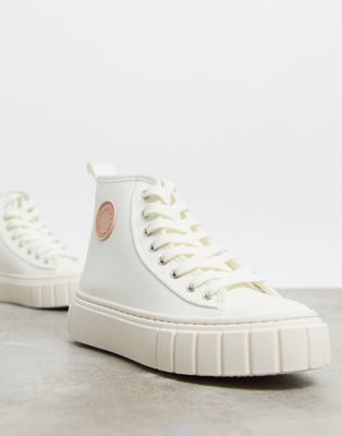 flatform cupsole hightop trainers in off white
