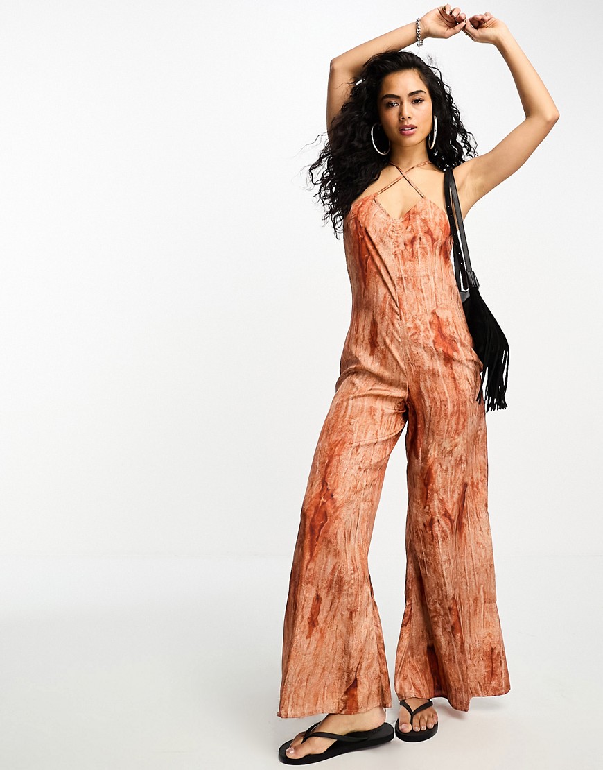 Violet Romance strappy jumpsuit in rust-Multi