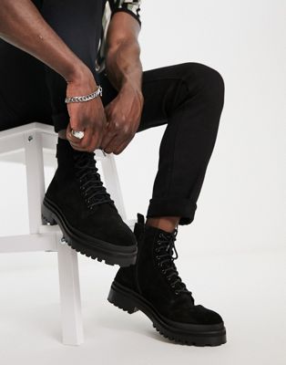 astoria lace up boots in black suede