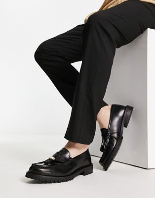 campus tassel loafers in black leather