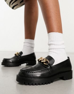 Clara chain loafers in black leather