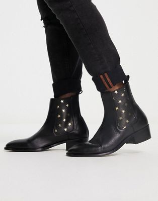 dalston cuban heeled chelsea boots with stars