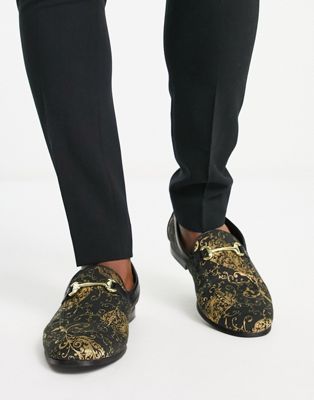 Joey snaffle loafers in gold brocade