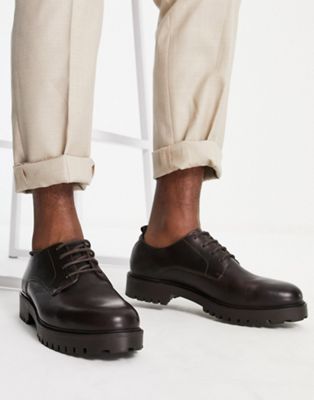 Sean chunky lace up shoes in brown leather