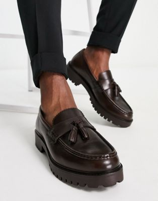 Sean chunky tassel loafers in brown leather