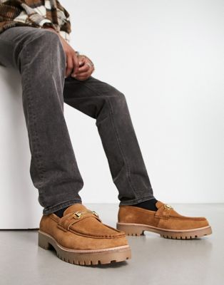 Sean trim chunky loafers in tan suede