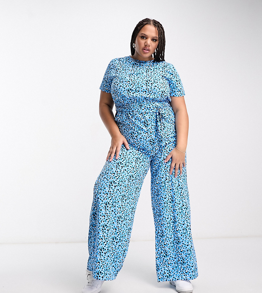 Wednesday’s Girl Curve smudge spot jumpsuit in blue