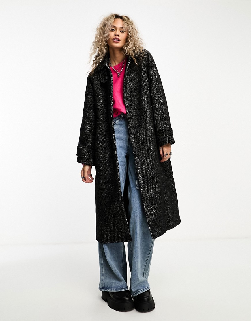 Weekday Alyssa wool carcoat in black