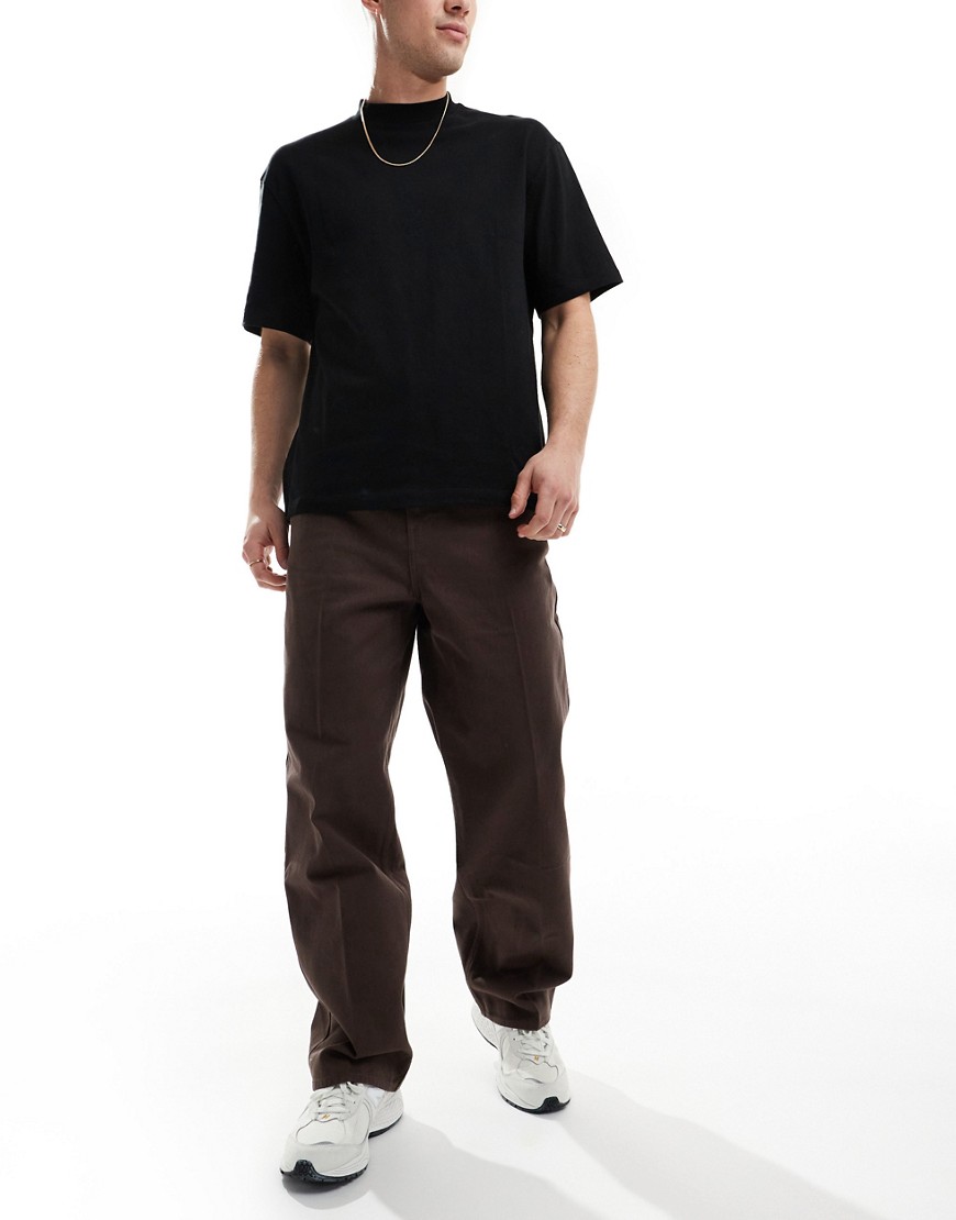 Weekday Ross wide trousers in brown
