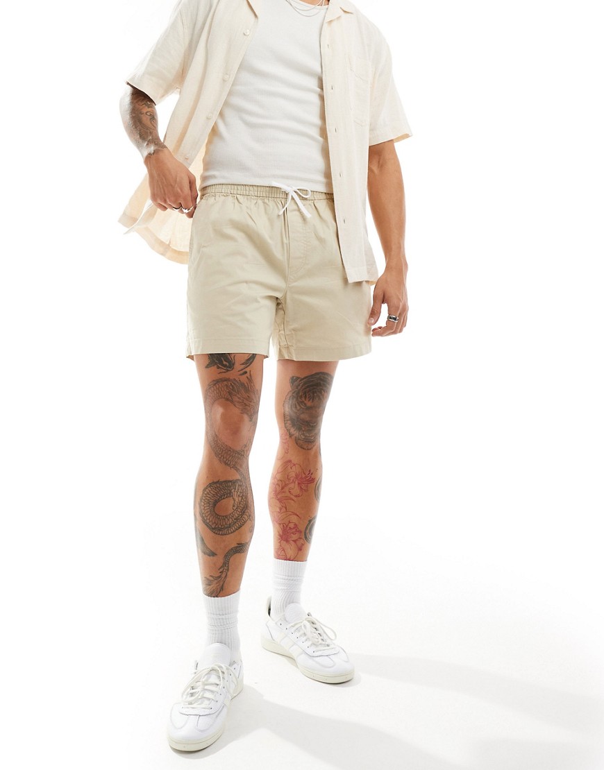 Weekday Zed regular fit shorts in beige-Neutral