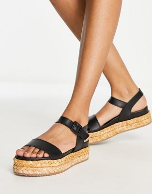 Ivie raffia flatform sandal in black