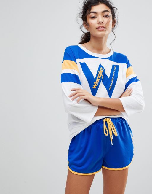 Wrangler Blue and Yellow Sports Logo T-Shirt