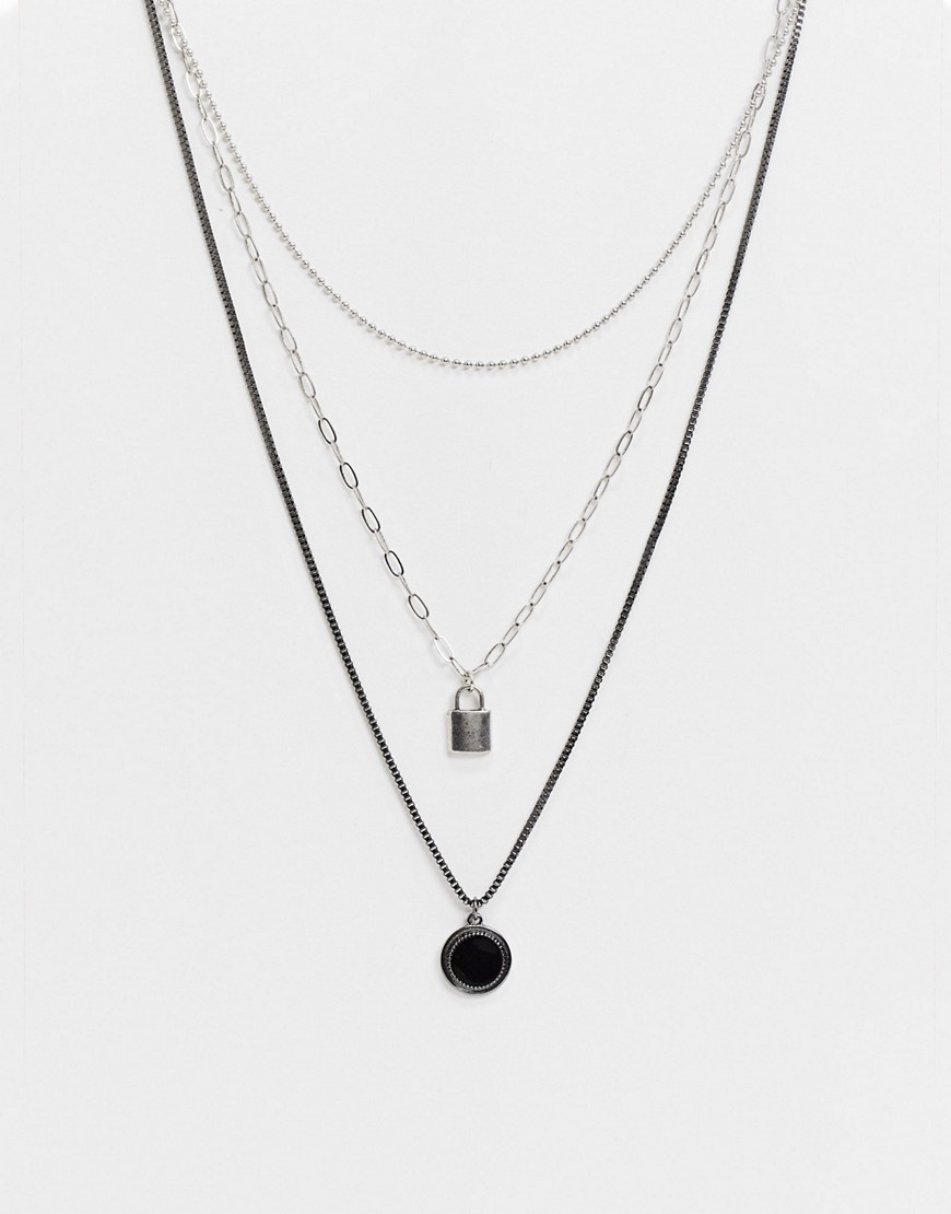 фото Ярусное ожерелье с подвесками bershka-серебряный
