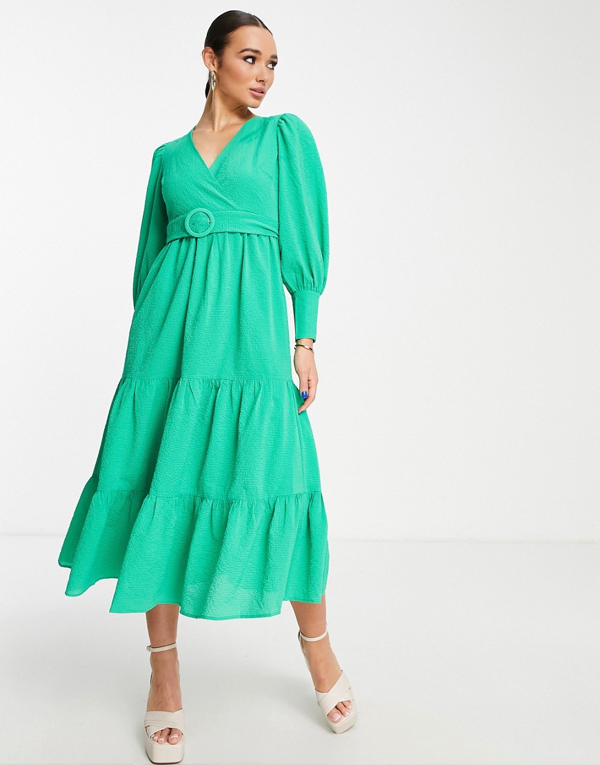 Y. A.S belted tiered maxi dress in bright green