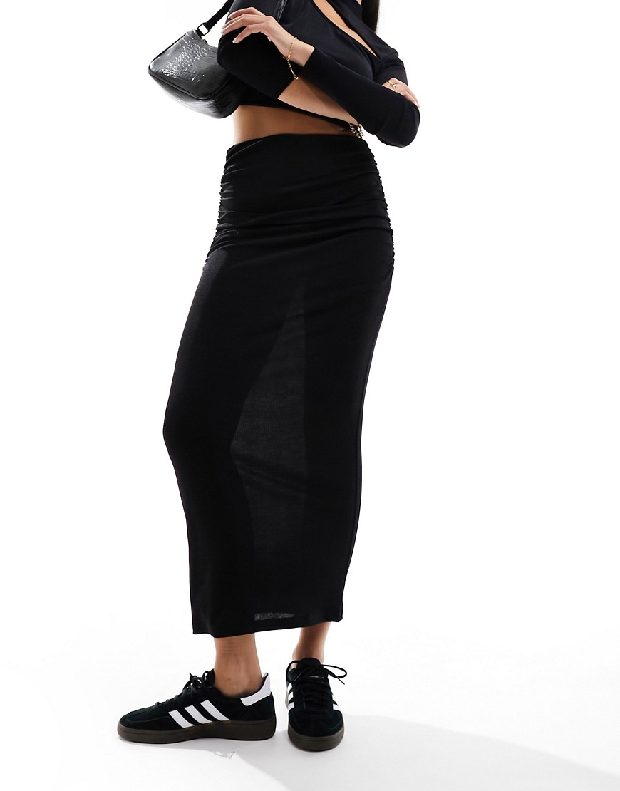 Y. A.S slinky column maxi skirt in black