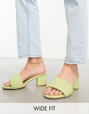 wide fit plaited mules in green