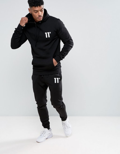 11 Degrees Hoodie And Joggers In Black ASOS