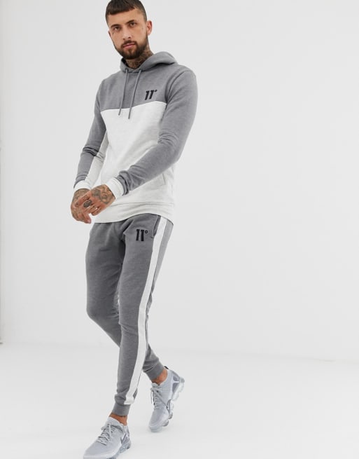 11 Degrees tracksuit in grey panel ASOS