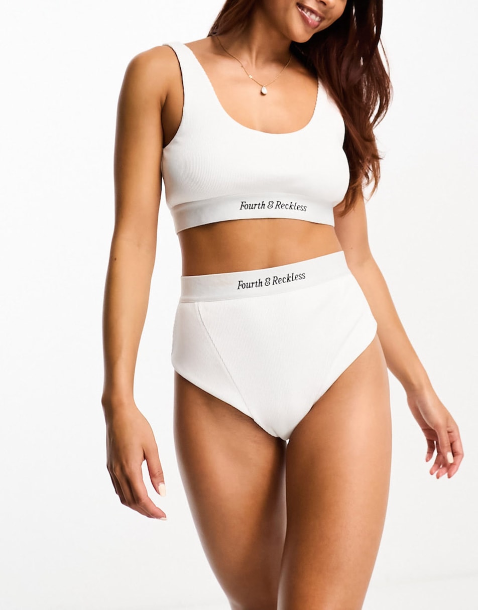 4th & Reckless Angelina rib lounge set in white