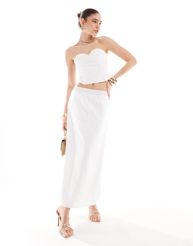 4th & Reckless - bandeau corset top and maxi skirt co-ord in white