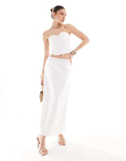 4th & Reckless - Coordinato bianco con corsetto a fascia e gonna lunga
