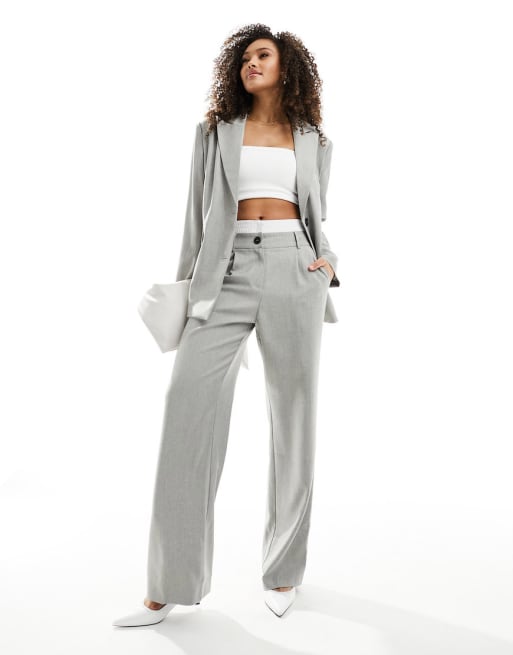 4th & Reckless – Elegantes Set aus Blazer mit überschnittener Schulter und Hose in Grau