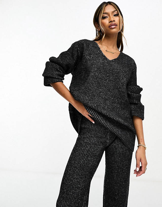 4th & Reckless - knitted jumper with scarf and trouser co-ord in black