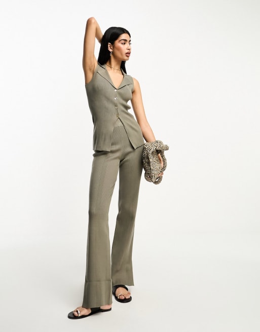 4th & Reckless mirel waistcoat and legging co-ord in olive green