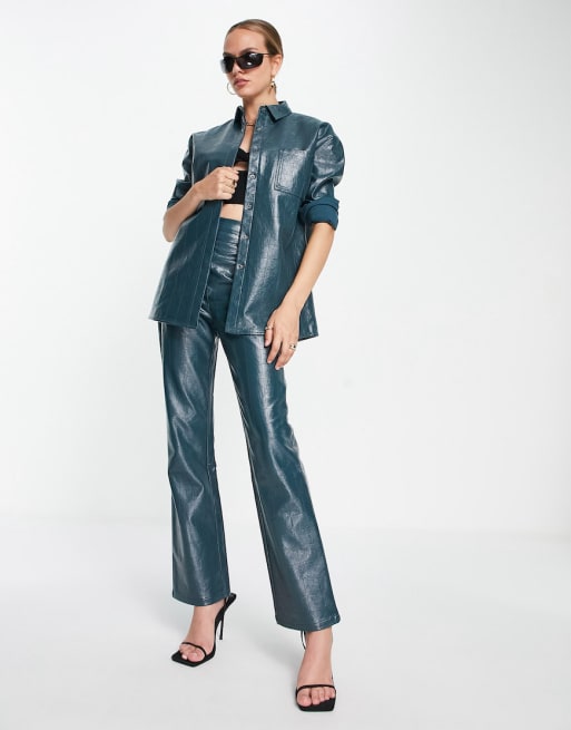 4th & Reckless oversized leather look co-ord in teal